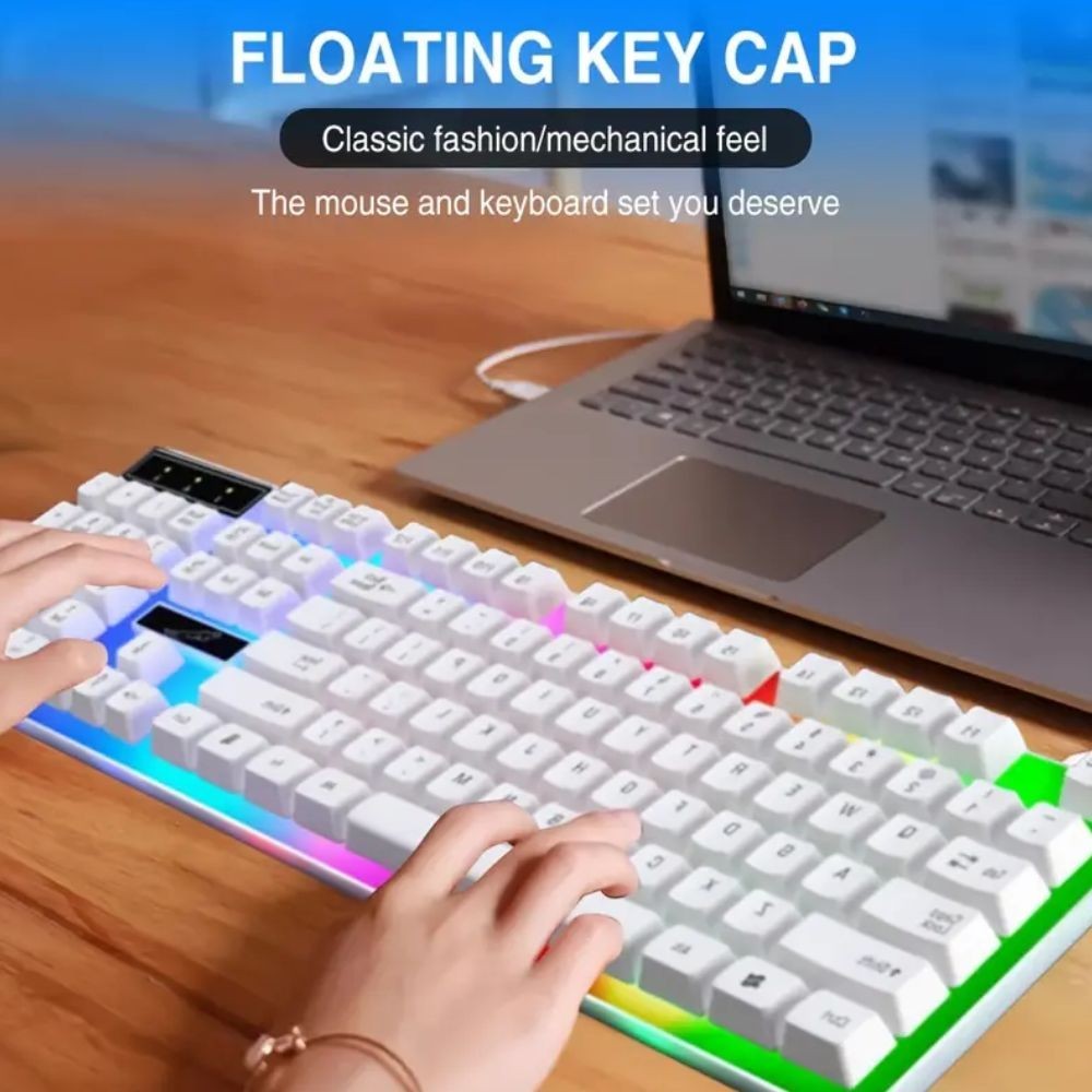 Gaming Keyboard Mouse Set Rainbow LED Wired USB For PC Laptop PS4 360UK