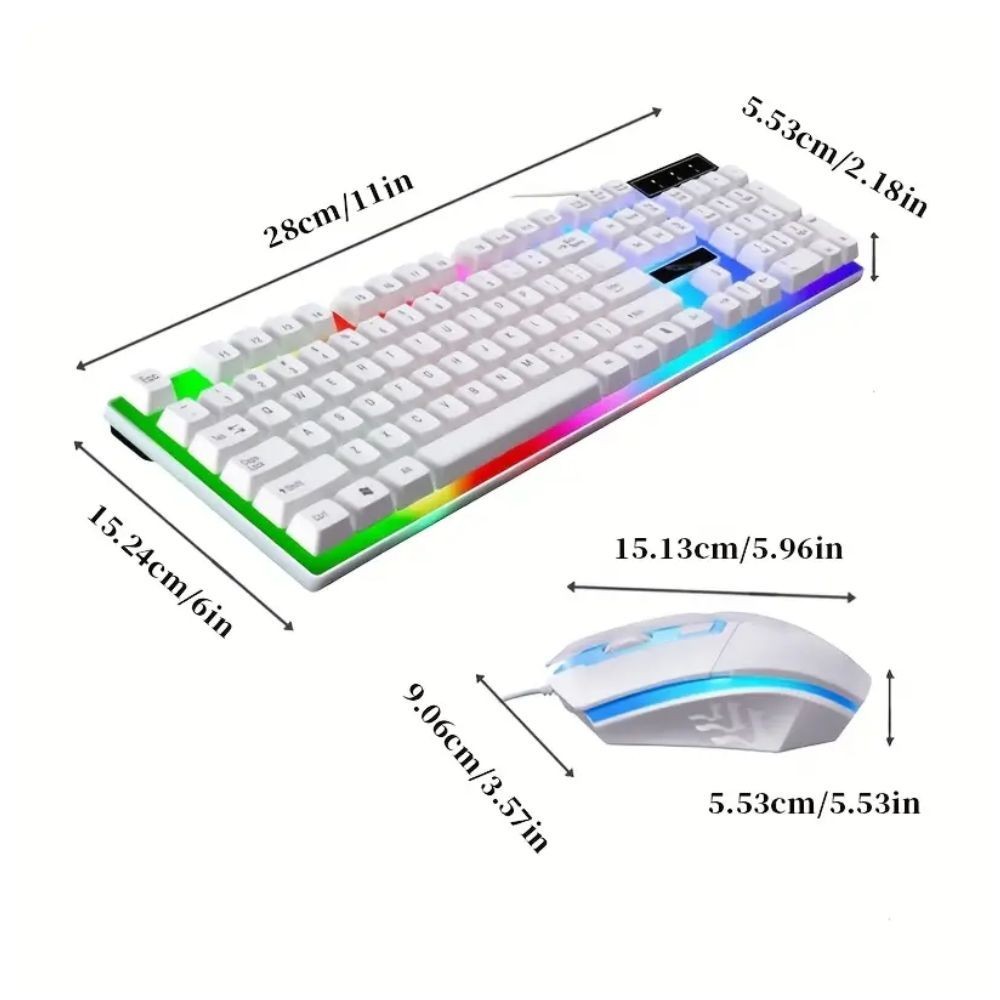 Gaming Keyboard Mouse Set Rainbow LED Wired USB For PC Laptop PS4 360UK