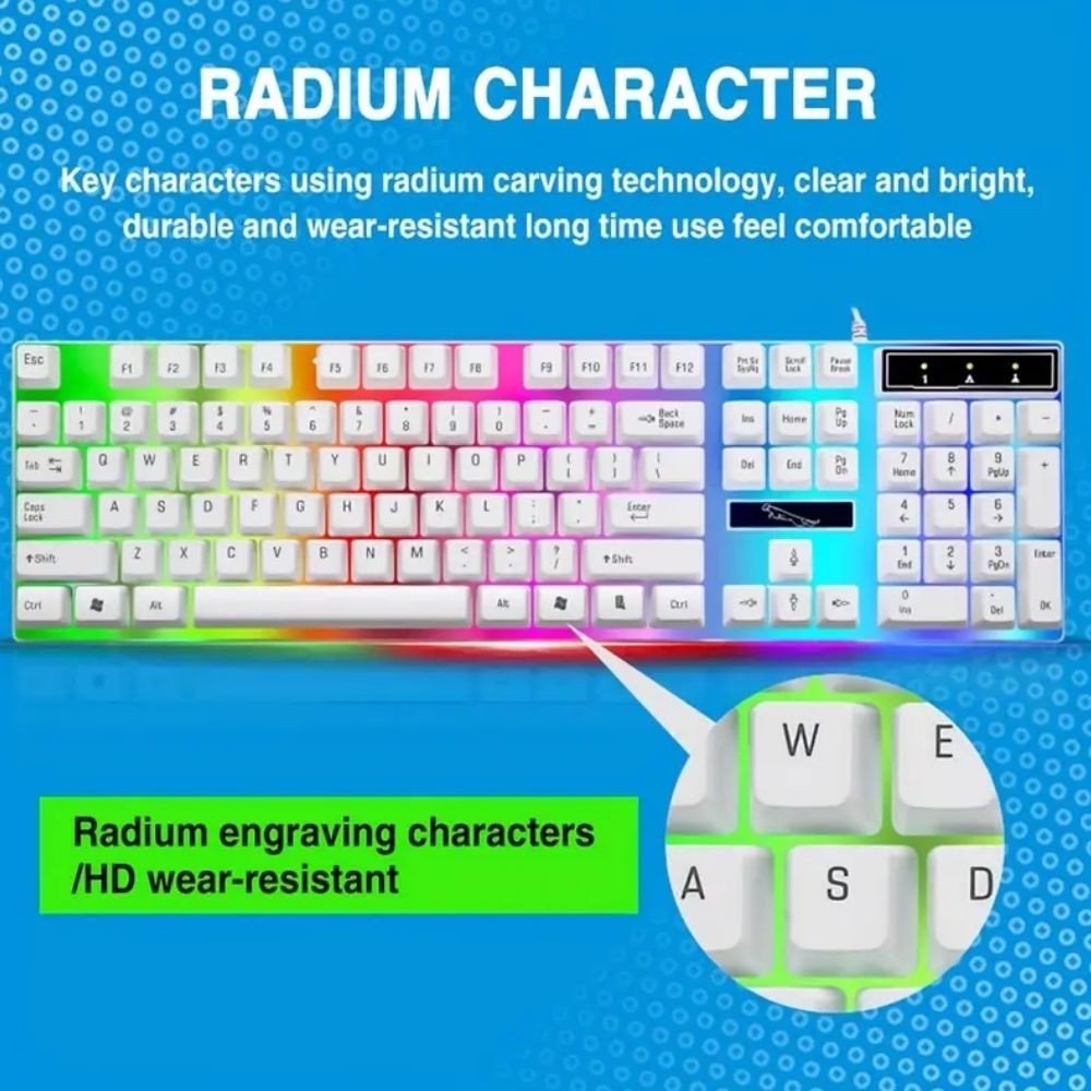 Gaming Keyboard Mouse Set Rainbow LED Wired USB For PC Laptop PS4 360UK