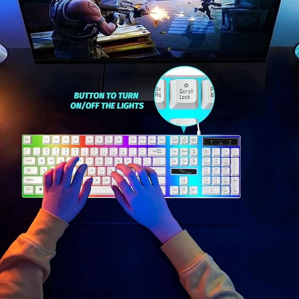 Gaming Keyboard Mouse Set Rainbow LED Wired USB For PC Laptop PS4 360UK